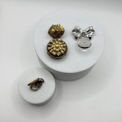 LOT 102J: Vintage Locket Pin, Coro Bow Pin & Goldtone Locket