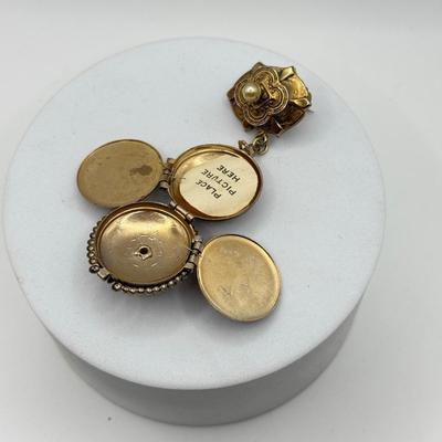 LOT 102J: Vintage Locket Pin, Coro Bow Pin & Goldtone Locket