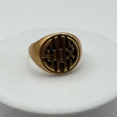 LOT 105J: Vintage GHS XIII 14k Gold Ring (6.9g)