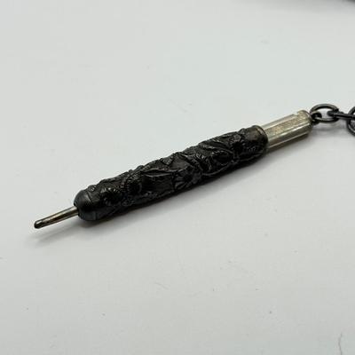 LOT 106H: Vintage Sterling Silver Lead Pencil Necklace (11.7g) & Etched Redint Lead Pencil