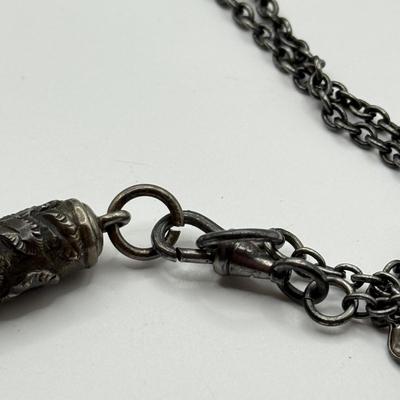 LOT 106H: Vintage Sterling Silver Lead Pencil Necklace (11.7g) & Etched Redint Lead Pencil