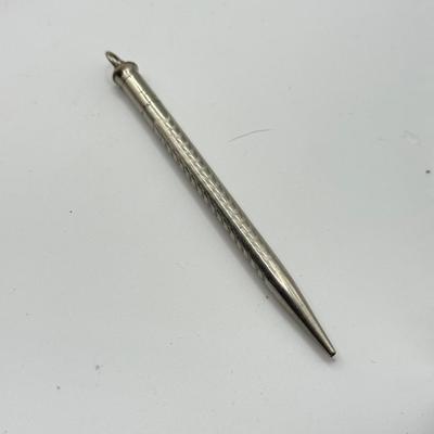 LOT 106H: Vintage Sterling Silver Lead Pencil Necklace (11.7g) & Etched Redint Lead Pencil