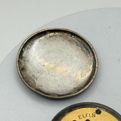 LOT 107J: Vintage Sterling Silver Pin w/ Connected Elfin Watch Face