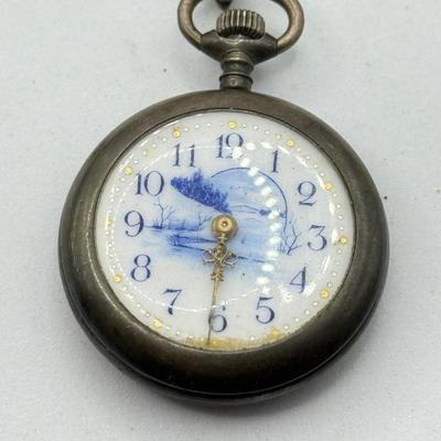 LOT 107J: Vintage Sterling Silver Pin w/ Connected Elfin Watch Face