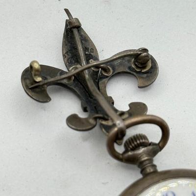 LOT 107J: Vintage Sterling Silver Pin w/ Connected Elfin Watch Face