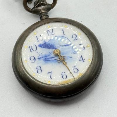 LOT 107J: Vintage Sterling Silver Pin w/ Connected Elfin Watch Face