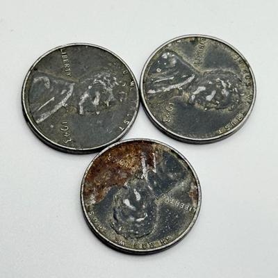LOT 109J: US Coin Collection: 13 Steel Pennies (1943), 1949 Penny and 1965 Quarter w/ No Mint Marks, Buffalo Nickels (3), Mason Penny...
