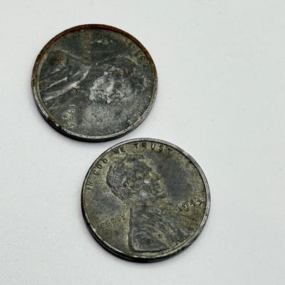 LOT 109J: US Coin Collection: 13 Steel Pennies (1943), 1949 Penny and 1965 Quarter w/ No Mint Marks, Buffalo Nickels (3), Mason Penny...
