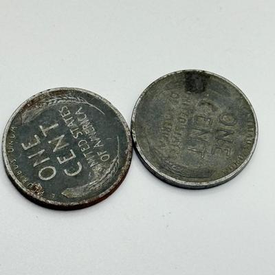LOT 109J: US Coin Collection: 13 Steel Pennies (1943), 1949 Penny and 1965 Quarter w/ No Mint Marks, Buffalo Nickels (3), Mason Penny...