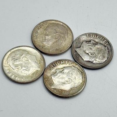 LOT 111J: 90% Silver Dimes (13) & Quarter