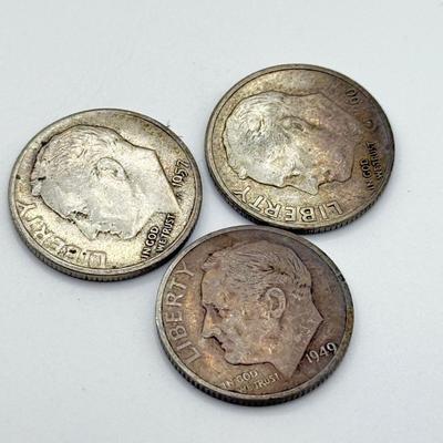 LOT 111J: 90% Silver Dimes (13) & Quarter