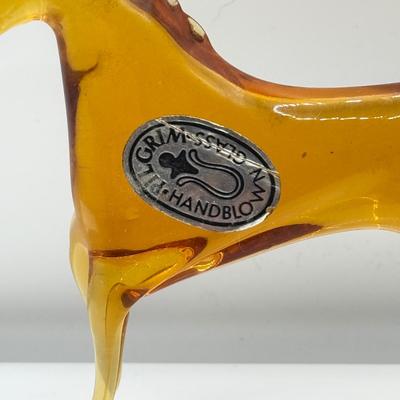 LOT 113K: Collection of Blown Glass Animals: Handblown Pilgrim Amber Horse & Snail, Avocado Bear, Orange Bubble Whale made in Japan...
