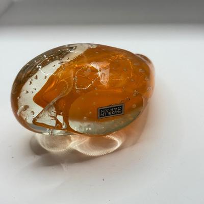 LOT 113K: Collection of Blown Glass Animals: Handblown Pilgrim Amber Horse & Snail, Avocado Bear, Orange Bubble Whale made in Japan...