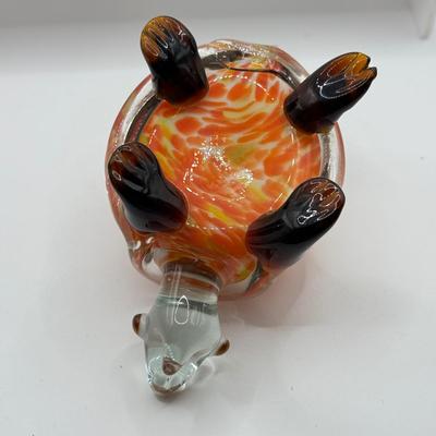 LOT 113K: Collection of Blown Glass Animals: Handblown Pilgrim Amber Horse & Snail, Avocado Bear, Orange Bubble Whale made in Japan...