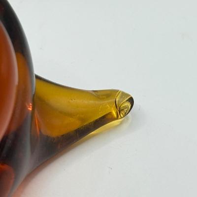 LOT 113K: Collection of Blown Glass Animals: Handblown Pilgrim Amber Horse & Snail, Avocado Bear, Orange Bubble Whale made in Japan...