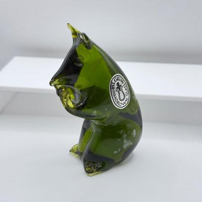 LOT 113K: Collection of Blown Glass Animals: Handblown Pilgrim Amber Horse & Snail, Avocado Bear, Orange Bubble Whale made in Japan...