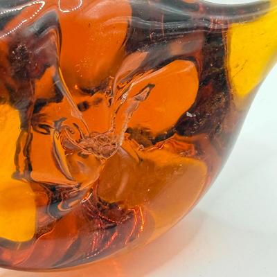 LOT 113K: Collection of Blown Glass Animals: Handblown Pilgrim Amber Horse & Snail, Avocado Bear, Orange Bubble Whale made in Japan...