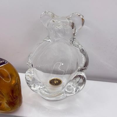 LOT 115K: Vintage Glass Paperweights: Pilgrim Handblown Penguin, Rainbow Amber Dog, Kanawha Amber Whale, Bear Trinket Dish & Green Whale