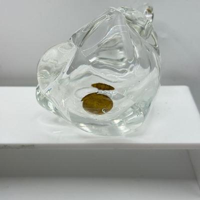 LOT 115K: Vintage Glass Paperweights: Pilgrim Handblown Penguin, Rainbow Amber Dog, Kanawha Amber Whale, Bear Trinket Dish & Green Whale