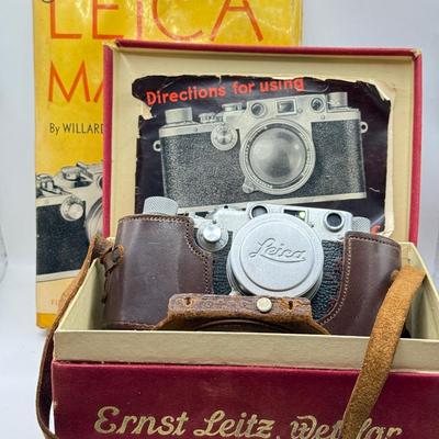 LOT 120L: Vintage Leica IIIc Camera w/ Box, Instructions & Manual