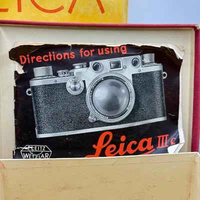 LOT 120L: Vintage Leica IIIc Camera w/ Box, Instructions & Manual
