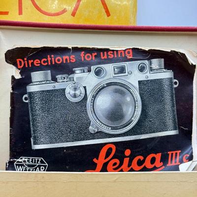 LOT 120L: Vintage Leica IIIc Camera w/ Box, Instructions & Manual