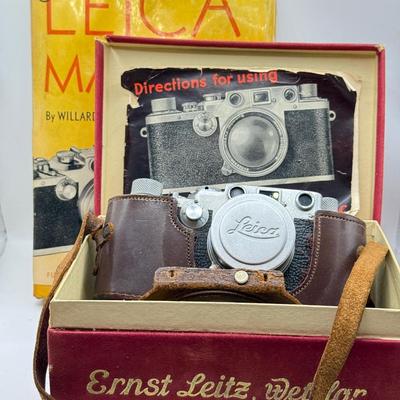 LOT 120L: Vintage Leica IIIc Camera w/ Box, Instructions & Manual