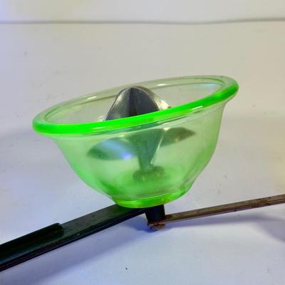 LOT 125L: Antique Coffee Grinder & Vintage Uranium Glass Hand Crank Reamer