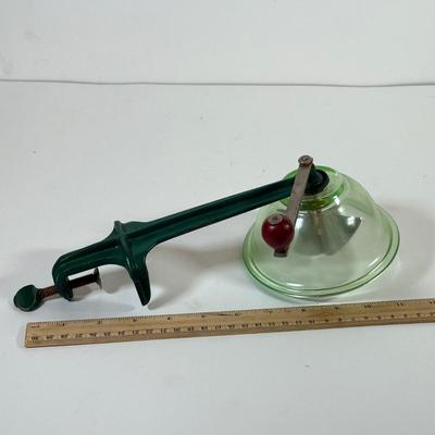 LOT 125L: Antique Coffee Grinder & Vintage Uranium Glass Hand Crank Reamer
