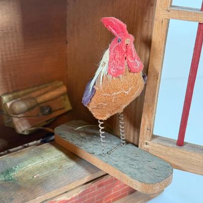 LOT 129L: Antique Wooden Chicken Coop Pop Out / Squeak Toy