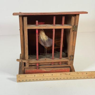 LOT 129L: Antique Wooden Chicken Coop Pop Out / Squeak Toy