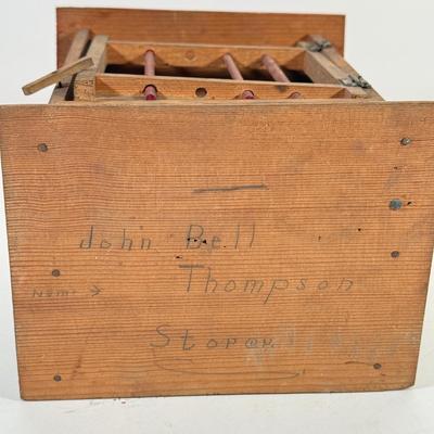LOT 129L: Antique Wooden Chicken Coop Pop Out / Squeak Toy