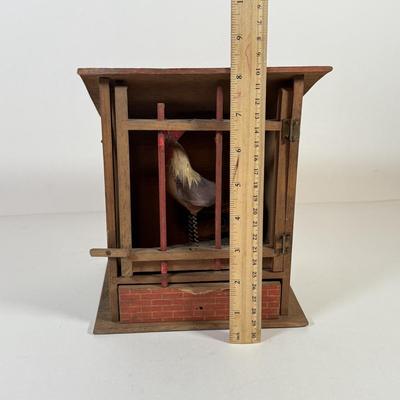 LOT 129L: Antique Wooden Chicken Coop Pop Out / Squeak Toy