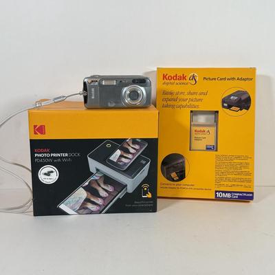 LOT 131K: Kodak Collection: NIB Photo Printer Dock PD450W, EasyShare LS753 Digital Camera & NIP Picture Card w Adaptor