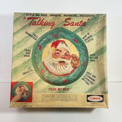 LOT 133L: Vintage Timco "Talking Santa" Style No. 800 Decor w/ Original Box