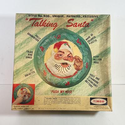 LOT 133L: Vintage Timco "Talking Santa" Style No. 800 Decor w/ Original Box