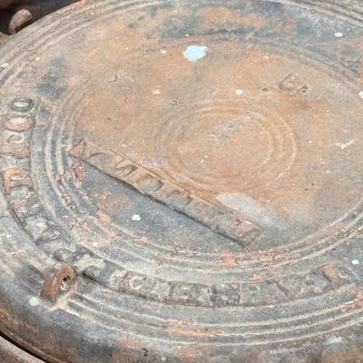 LOT 134L: Vintage Cast Iron Muffin Pan & Waffle Maker