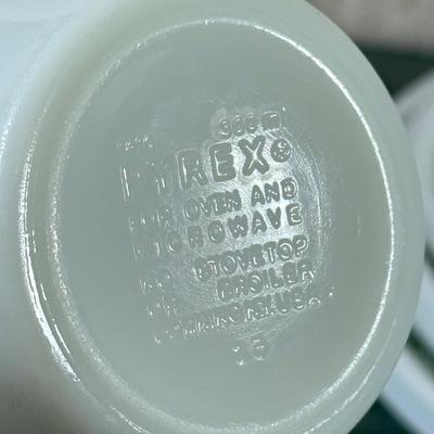 LOT 140K: Vintage Corelle by Corning Spring Flower Dishes w/ Matching Milk Glass Pyrex Mugs