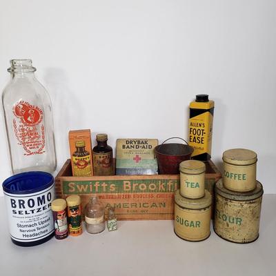 LOT 144L: Antique & Vintage Bottles, Tins, Household Items & More