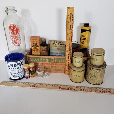 LOT 144L: Antique & Vintage Bottles, Tins, Household Items & More