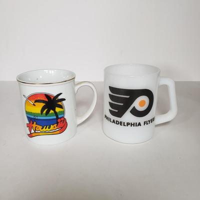 LOT 145P: Vintage Mug Collection; Milk Glass Advertising, Waechtersbach, Federal Glass & More