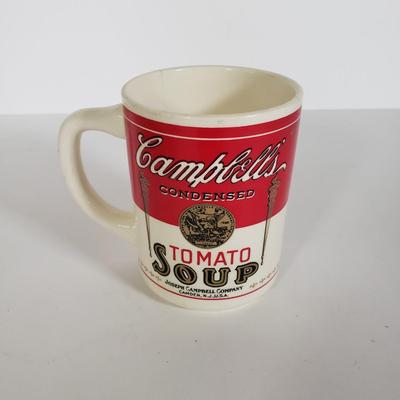 LOT 146L: Vintage Campbell's Soup Prints & Mug with Coca Cola Bottle Opener