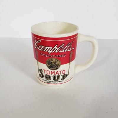 LOT 146L: Vintage Campbell's Soup Prints & Mug with Coca Cola Bottle Opener