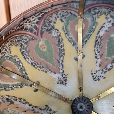 LOT 158L: Antique Reverse Painted Glass Shade Table Lamp