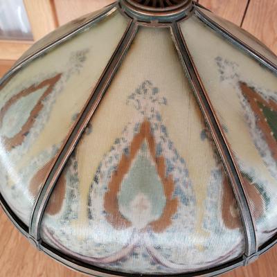 LOT 158L: Antique Reverse Painted Glass Shade Table Lamp