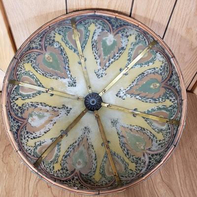 LOT 158L: Antique Reverse Painted Glass Shade Table Lamp