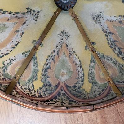 LOT 158L: Antique Reverse Painted Glass Shade Table Lamp