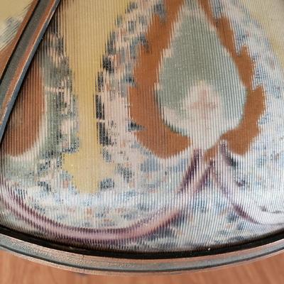 LOT 158L: Antique Reverse Painted Glass Shade Table Lamp