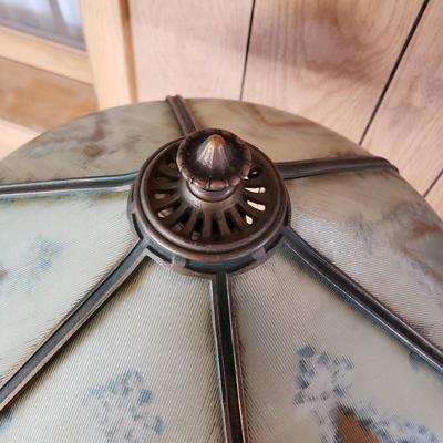 LOT 158L: Antique Reverse Painted Glass Shade Table Lamp