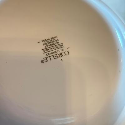 LOT 161K: MCM Snowflake Dishes w/ Corelle Plates & Bowls